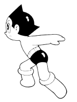 A coloring page of astro boy